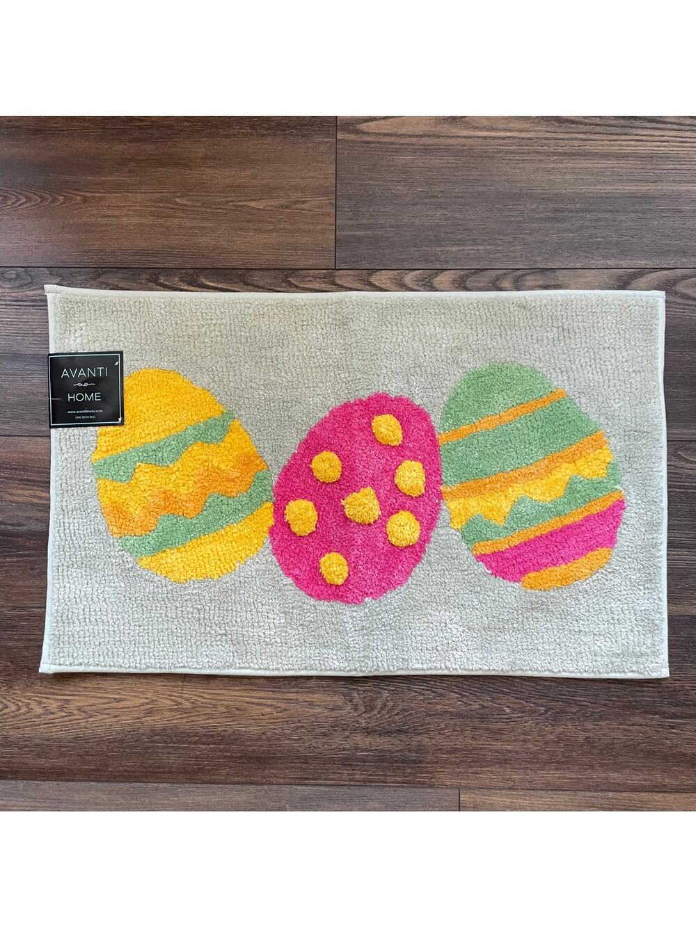 NWT Easter Eggs Bath Mat Colorful Washable Rug Bathroom Mat  Non-Slip Absorbent